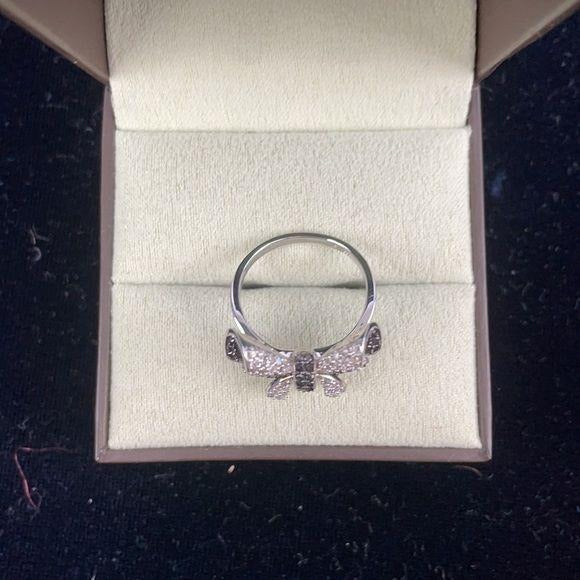 Ross+Simons Black and White Ring with Diamond Bow