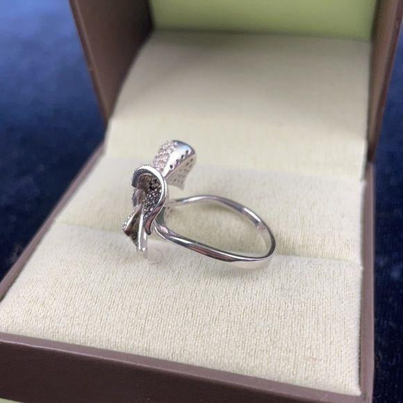 Ross+Simons Black and White Ring with Diamond Bow