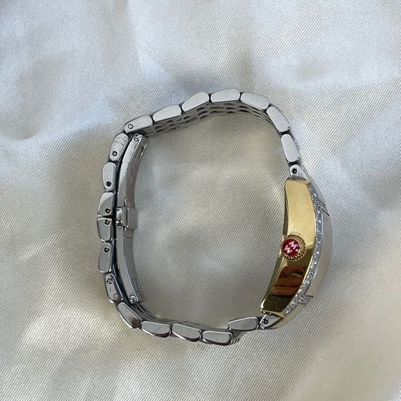 Michele gold and silver watch with diamonds