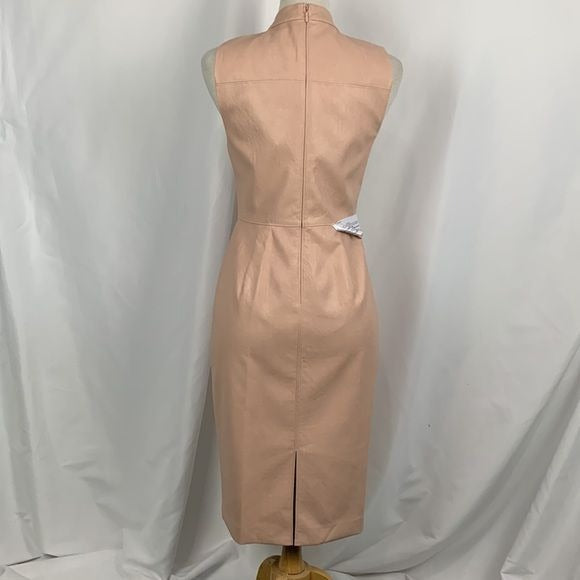 BCBG NWT Pink Faux Leather MIDI Dress