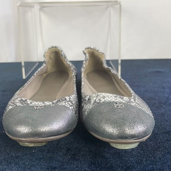 Tory Burch Silver Snake and Pewter Flats