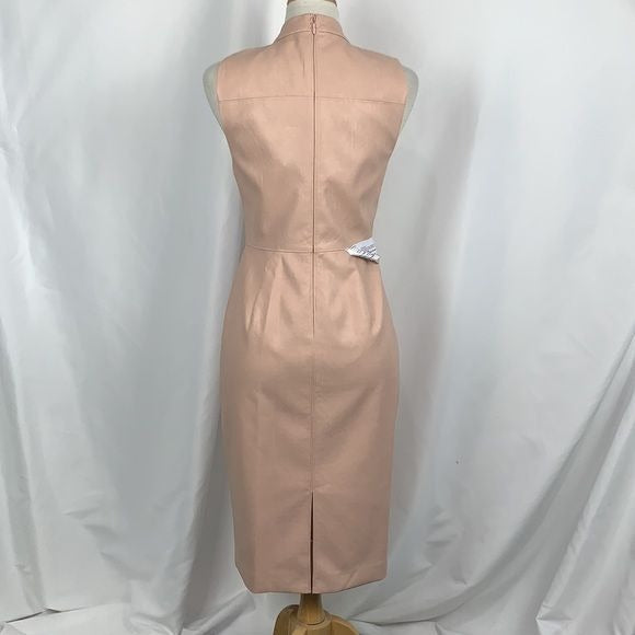 BCBG NWT Pink Faux Leather MIDI Dress