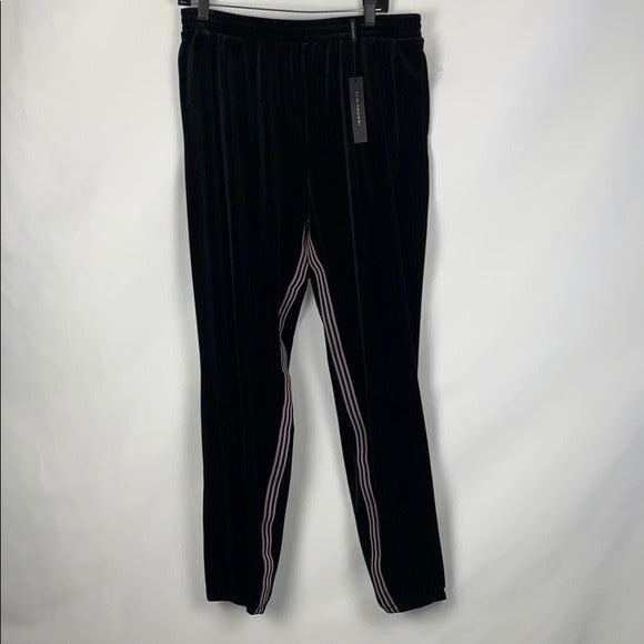 NEW Ellie Tahari Black with Stripes Velvet Joggers