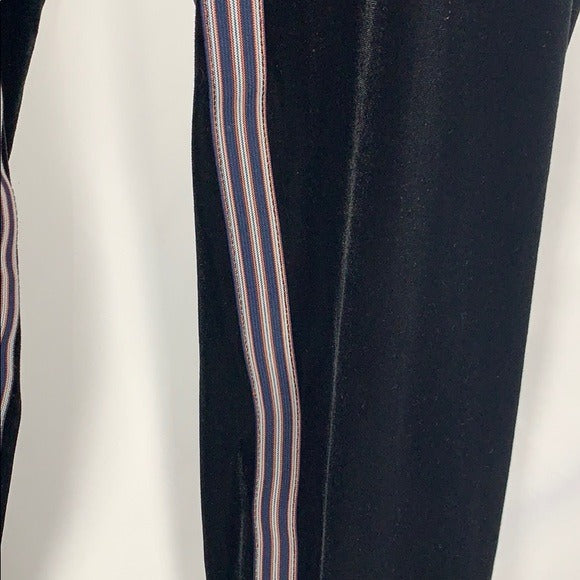 NEW Ellie Tahari Black with Stripes Velvet Joggers