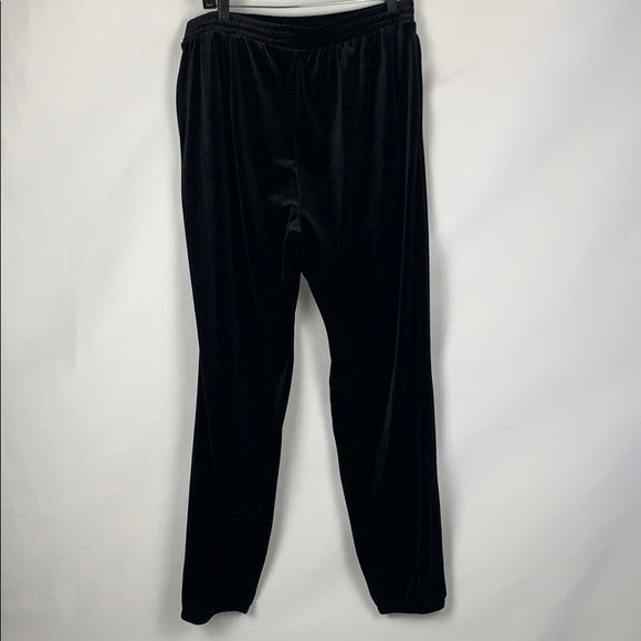NEW Ellie Tahari Black with Stripes Velvet Joggers