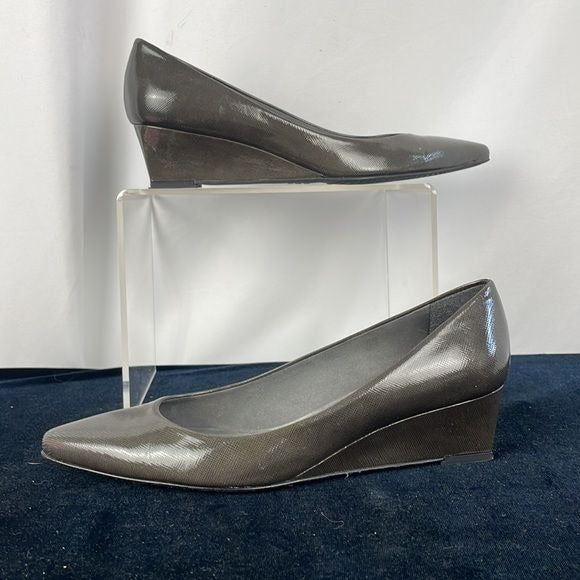 Stuart Weitzman Grey Patent Wedge