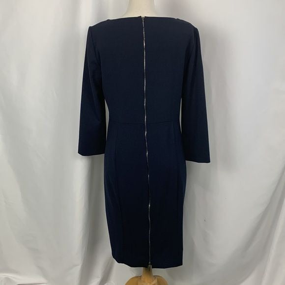 Armani Collezioni Navy Drape Neck MIDI Dress