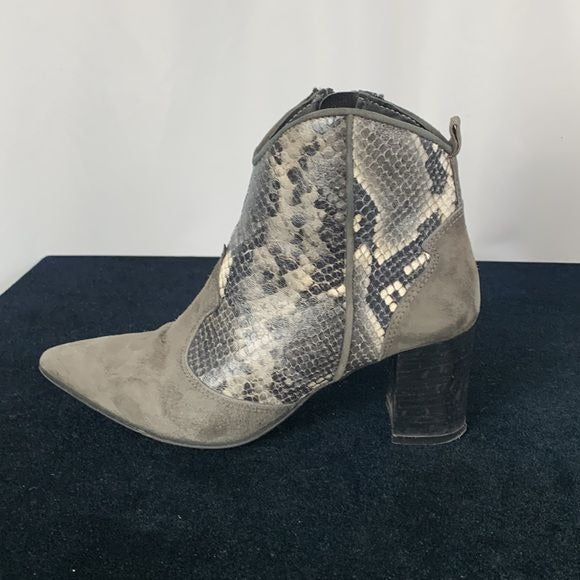 Dusano Grey Suede and Snakeskin Booties