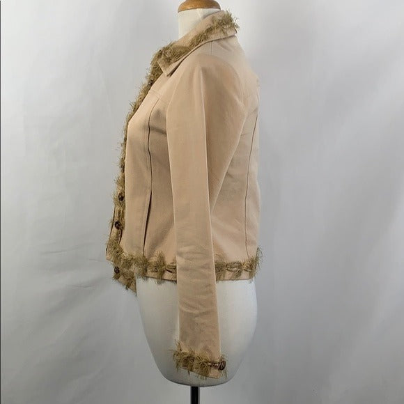St John Tan Zip with Tortoise/ Green Trim Jacket