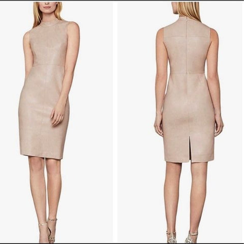 BCBG NWT Pink Faux Leather MIDI Dress