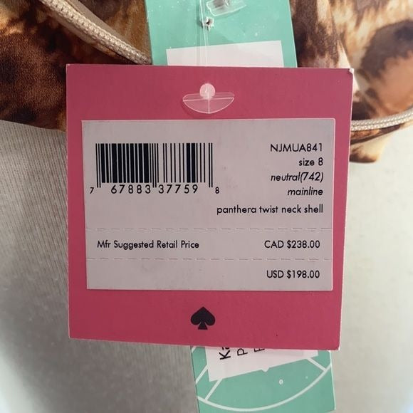 NWT Kate Spade Animak Print Twist Neck Top