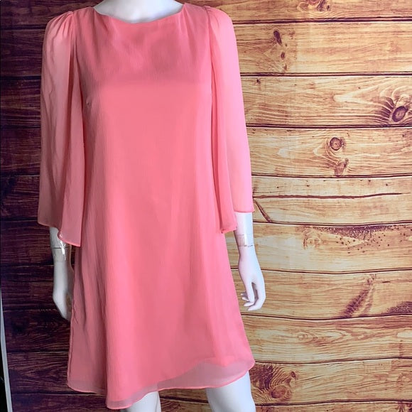 Alice + Olivia Chiffon Coral Pink Flowy Mini Dress