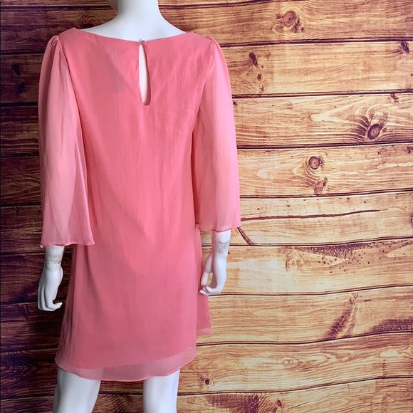Alice + Olivia Chiffon Coral Pink Flowy Mini Dress