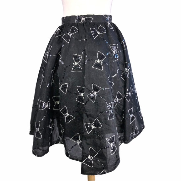 Rare Vintage Black Bow Tie Skirt & Jacket Set