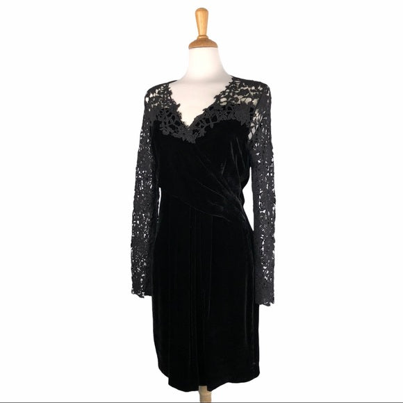 Elie Tahari Black Velvet & Lace Dress Elie Tahari Black Velvet & Lace Dress