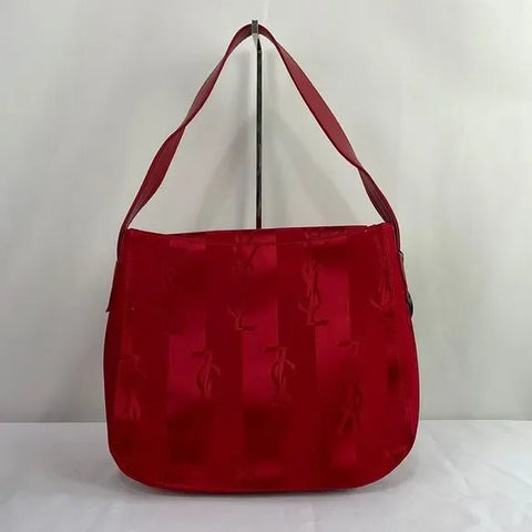 Yves St Laurent Vintage Red Satin Logo Bag