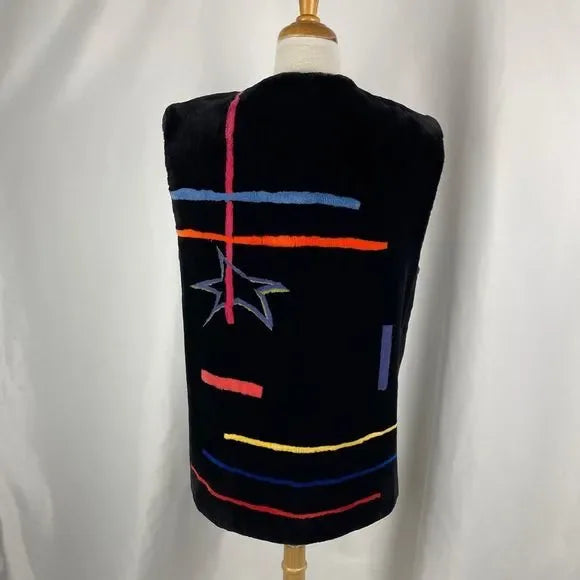 Zukii Sheared Mink Fur Vest with Multi Color Design