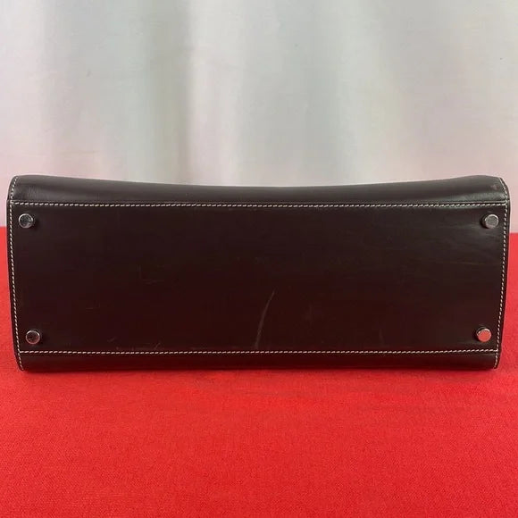 Ralph Lauren Brown Leather with Silver Frame Bag