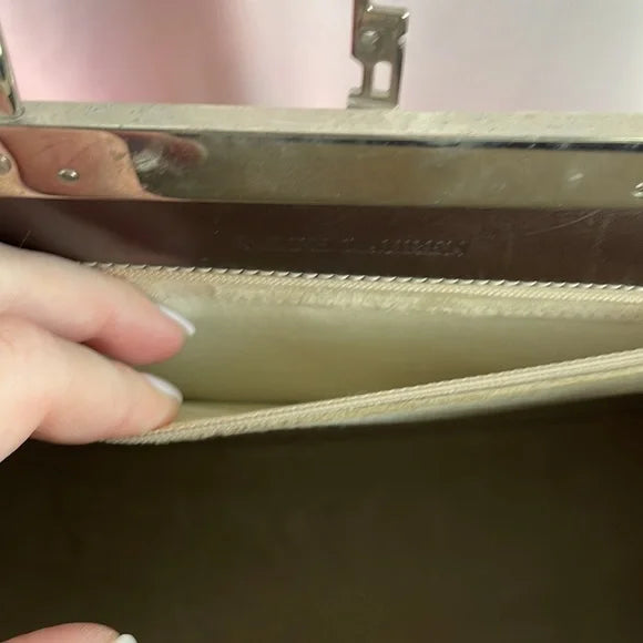 Ralph Lauren Brown Leather with Silver Frame Bag