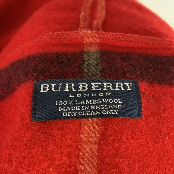 Burberry Red Plaid Lambswool Poncho