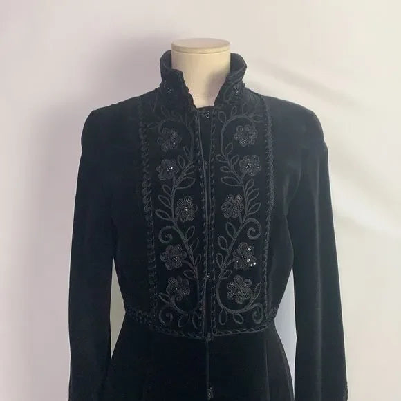 Blumarine Black Velvet Beaded Long Dress