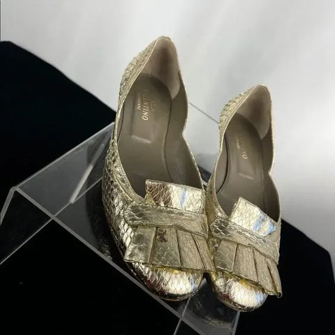 Valentino Gold Snake Low Heel