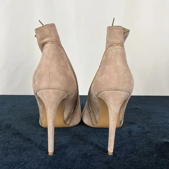 Salvatore Ferragamo Tan Peep Toe Stiletto Booties