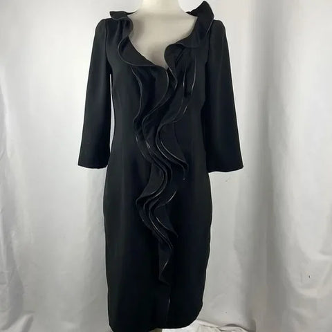 Moschino Black Zip Trim Ruffle Dress