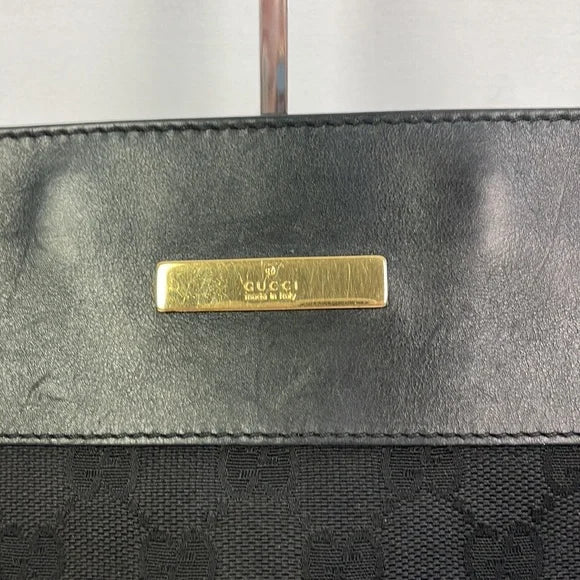 Gucci Black Canvas Logo With Leather Trim Cross Bag