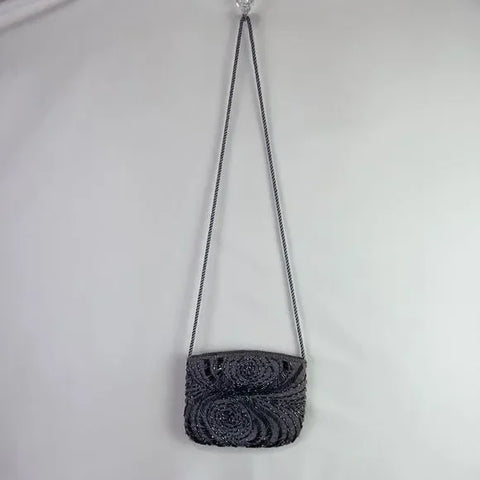 Grey Beaded Evening Bag