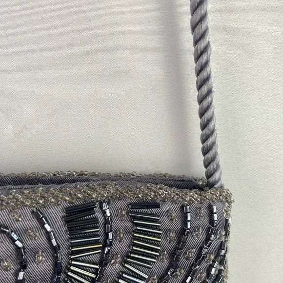 Grey Beaded Evening Bag
