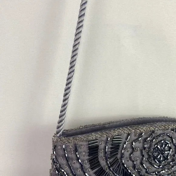 Grey Beaded Evening Bag