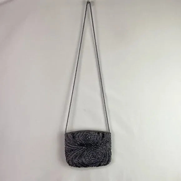 Grey Beaded Evening Bag