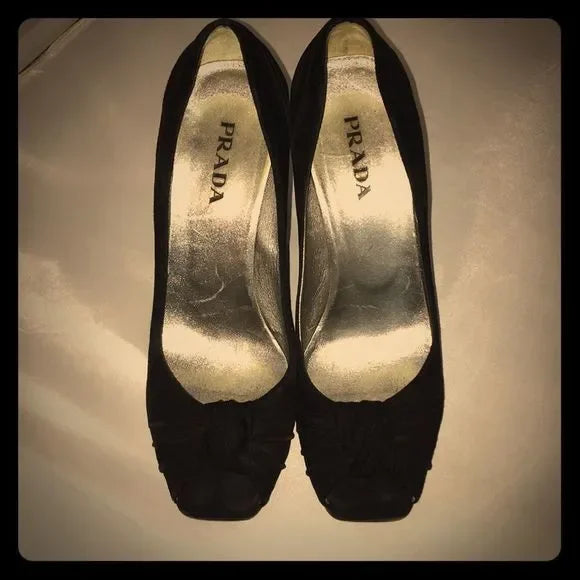 PRADA Curved Wedge Peep Toe Shoes