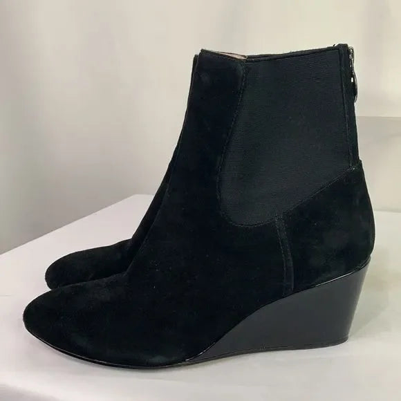 Taryn Rose Black Suede Wedge Booties