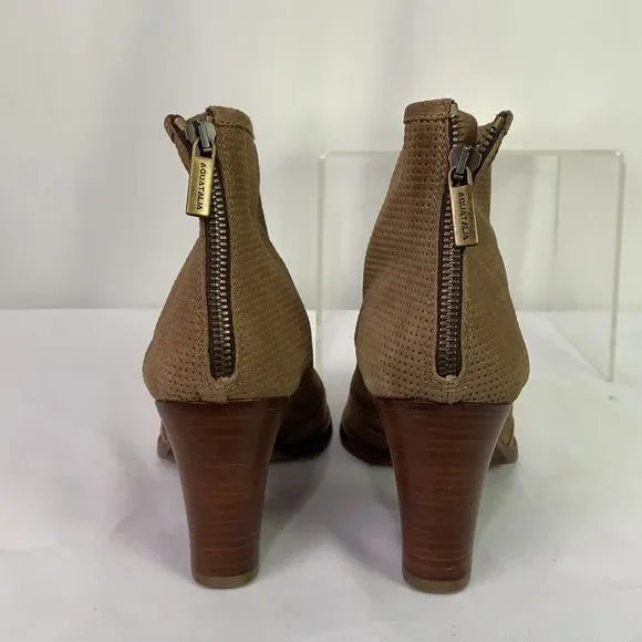 Aqua Talia Tan Suede Pierced Booties