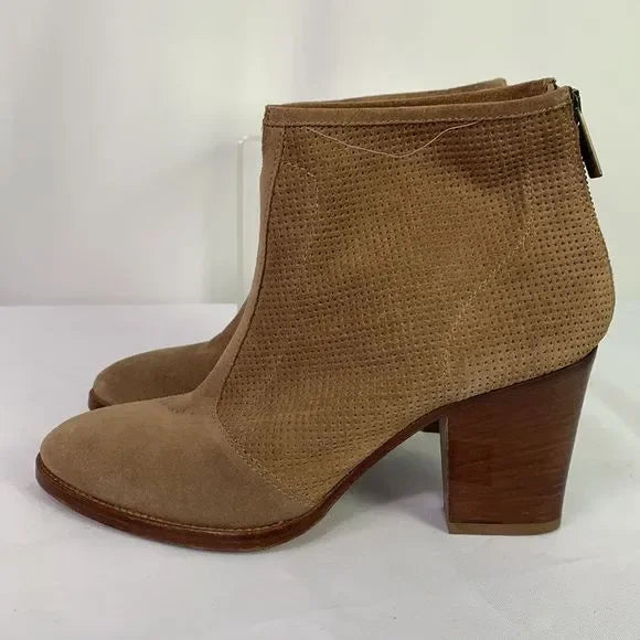 Aqua Talia Tan Suede Pierced Booties