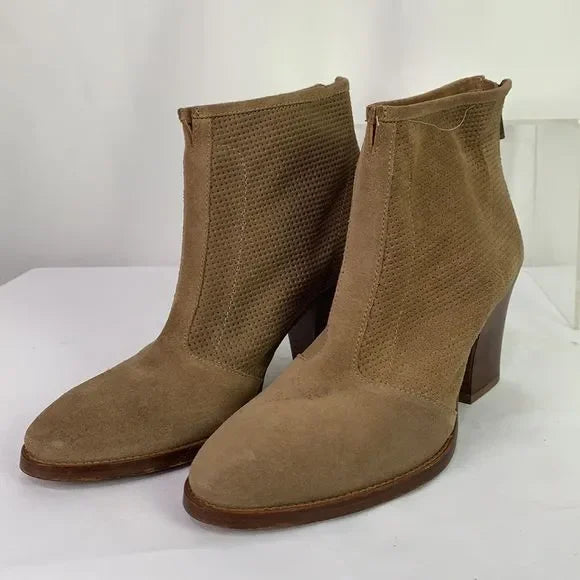 Aqua Talia Tan Suede Pierced Booties
