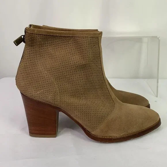 Aqua Talia Tan Suede Pierced Booties