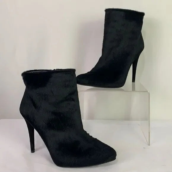 Stuart Weitzman Black Pony Stiletto Booties