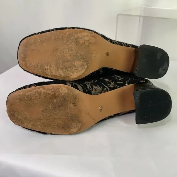 Nanette Lepore Gold Black Brocade Booties