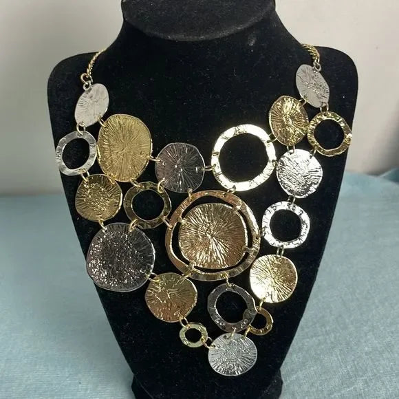 Amrita Large Silver And Gold Circles Necklace