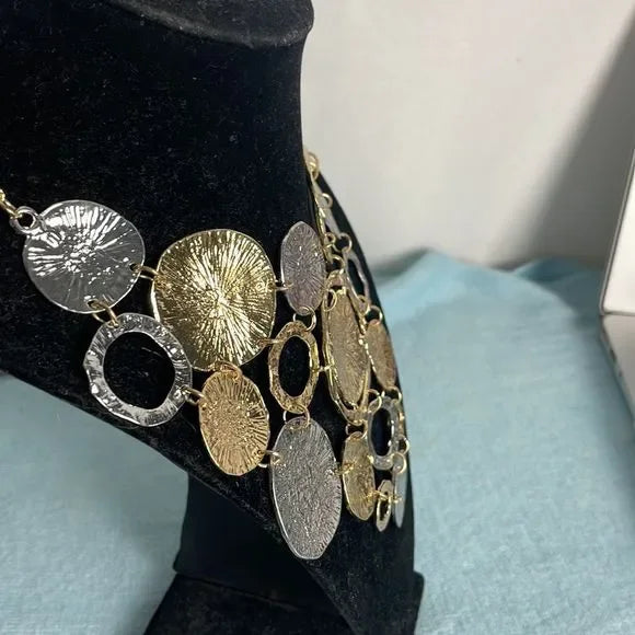 Amrita Large Silver And Gold Circles Necklace