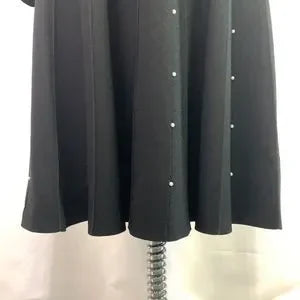 Lela Rose Black with Pearls Detail Fit Flare Knit Dress