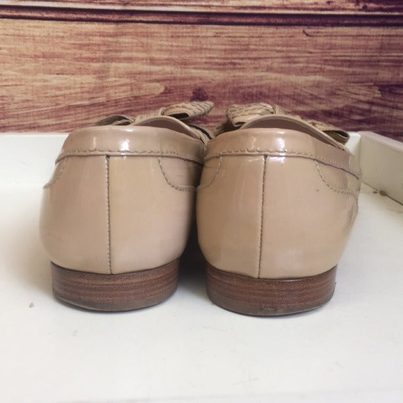 Miu Miu Tan Patent Leather Bow Loafers