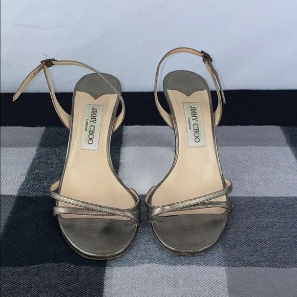 Jimmy Choo Bronze Strappy Ankle Strap Heels