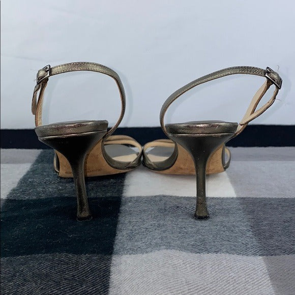 Jimmy Choo Bronze Strappy Ankle Strap Heels